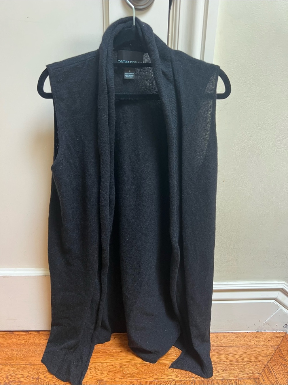 Cynthia Rowley Black Sleeveless Open-Front Cardigan